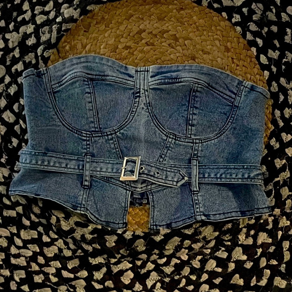 Jean strapless crop top